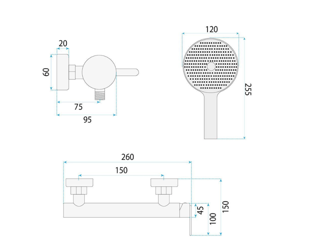 Badewannenarmatur Ontario Side Titan mit Handbrause
