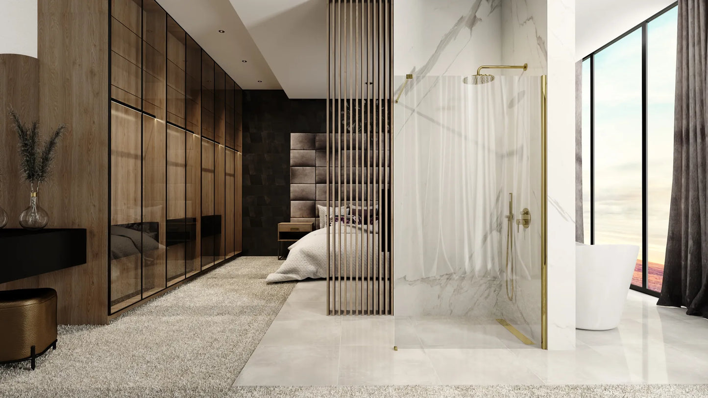 Walk In Duschwand Aero Gold Matt 90-120cm