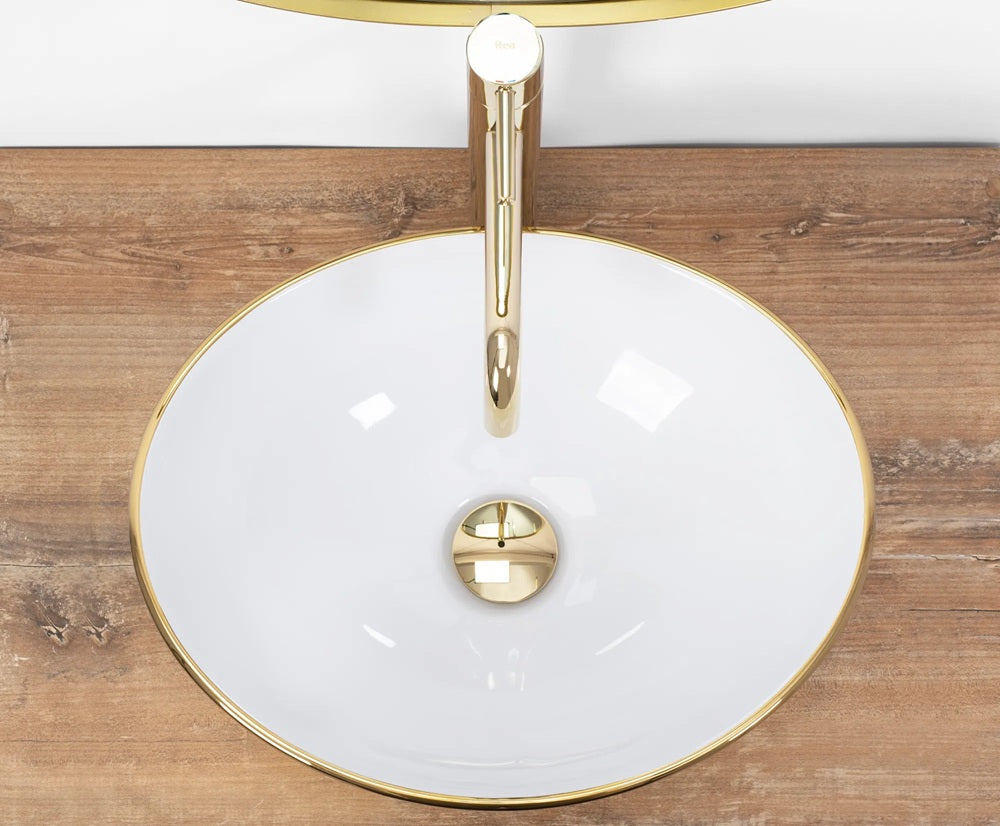 Aufsatzwaschbecken Sofia Gold Weiß 41x34,5cm
