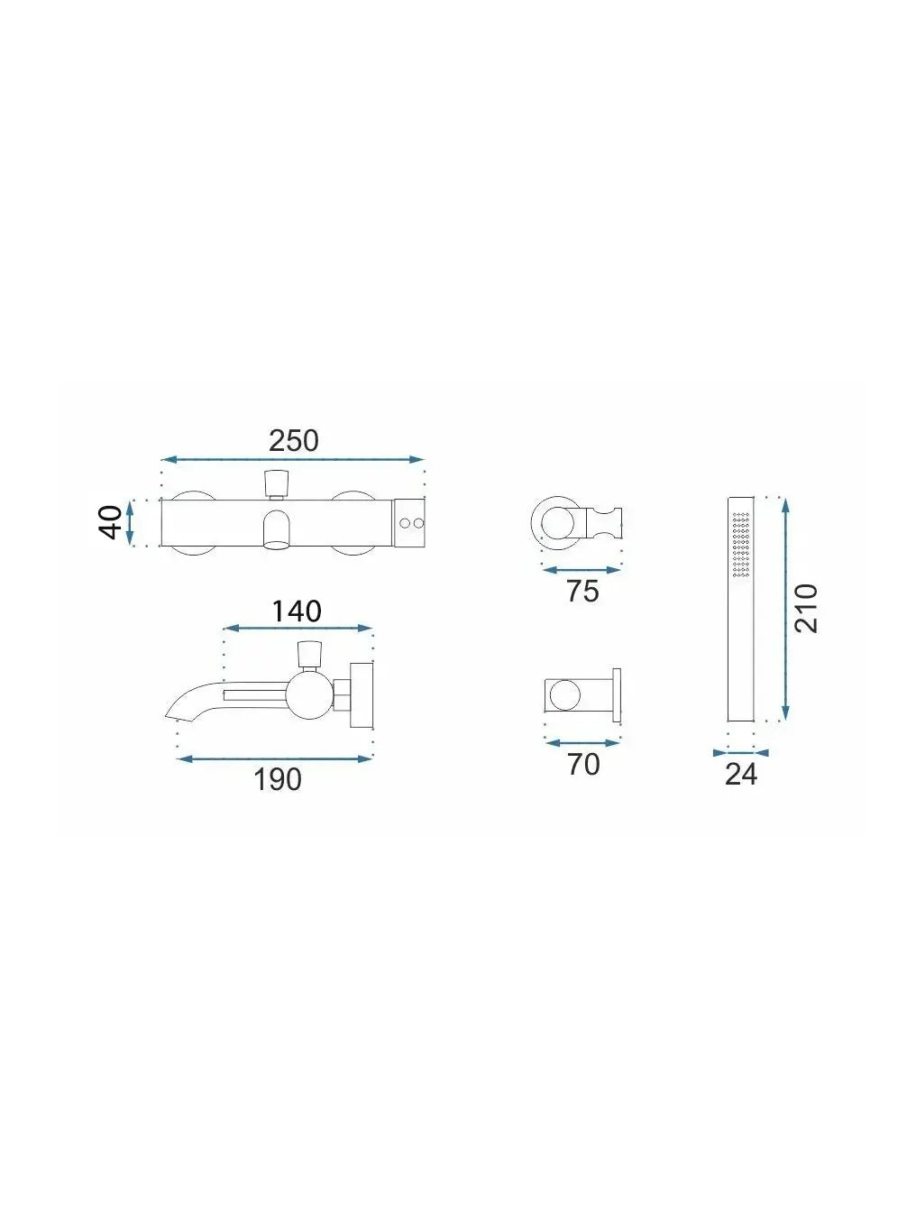 Badewannenarmatur Lungo Grip Titan Matt
