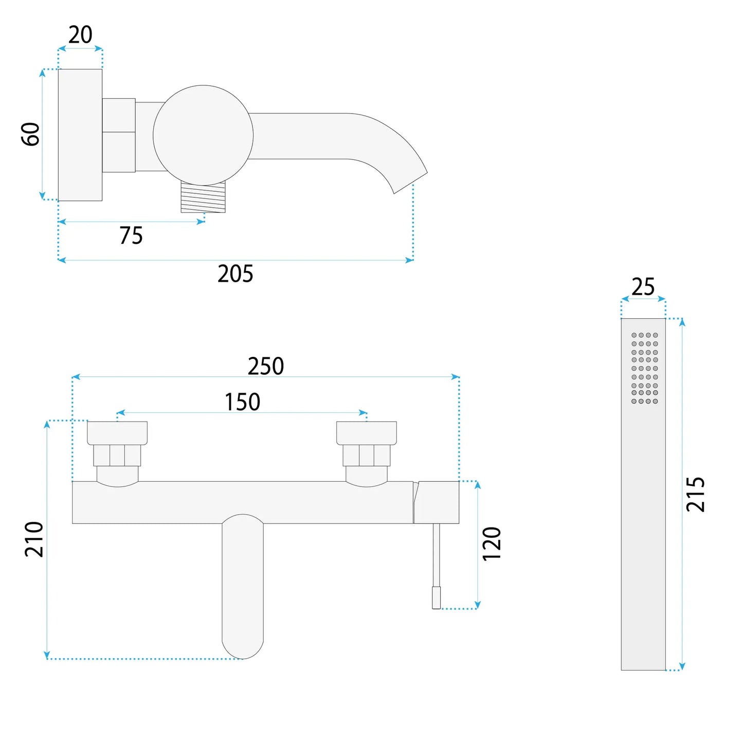 Badewannenarmatur Lungo Diamond Gold