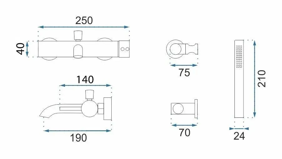 Badewannenarmatur Lungo Grip Gold Matt