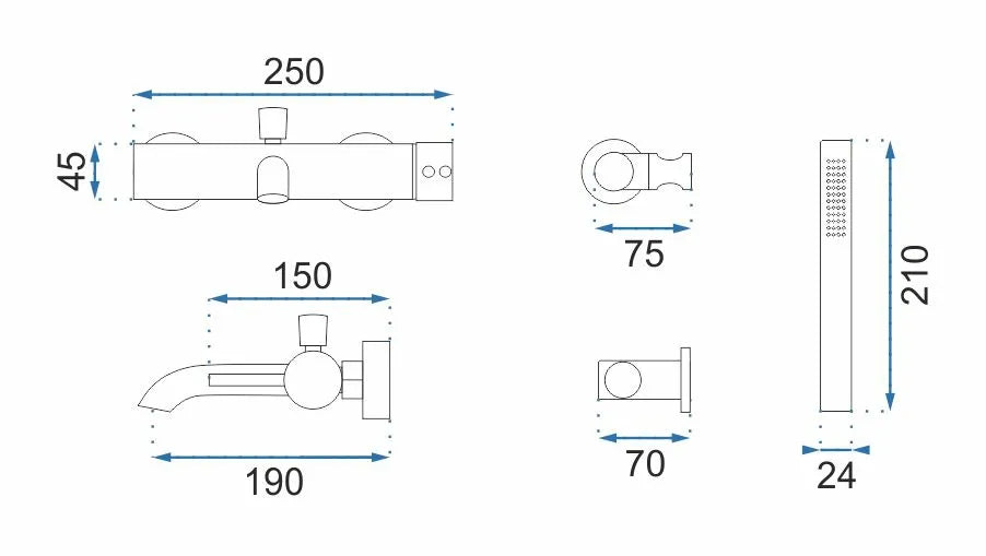 Badewannenarmatur Lungo Rosé Gold