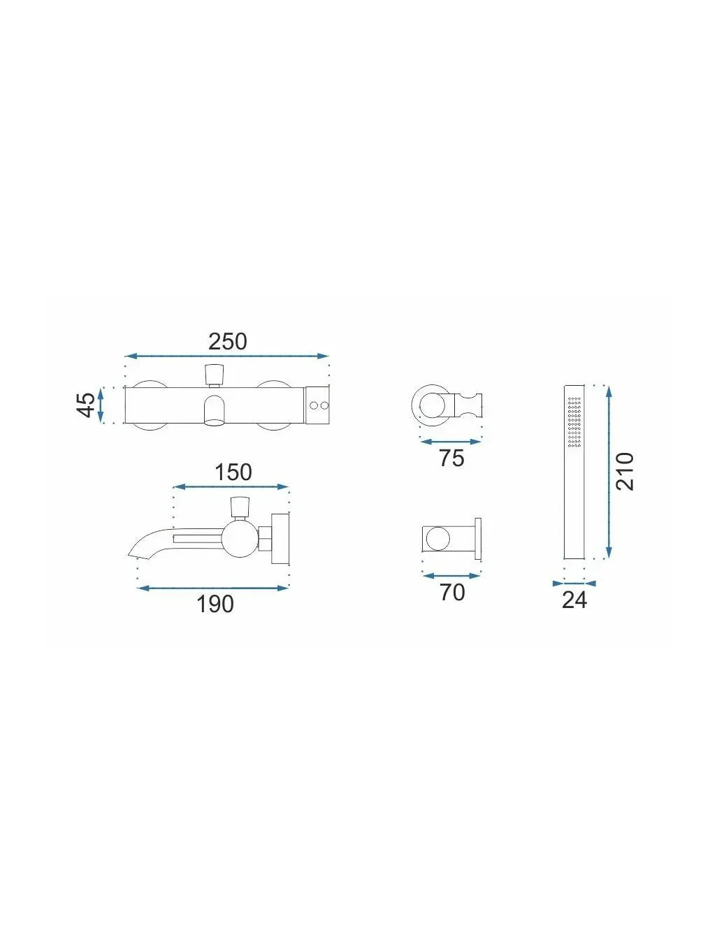 Badewannenarmatur Lungo Titan Matt