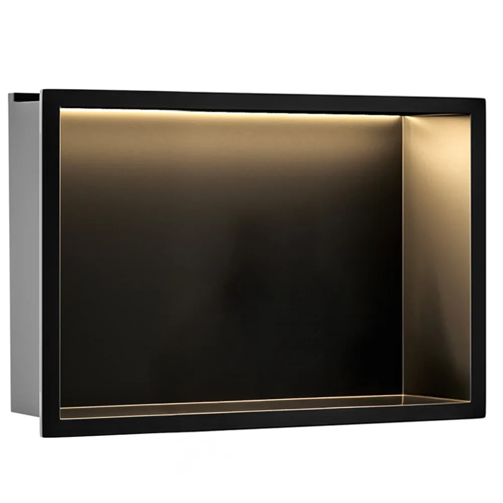 Unterputzregal mit LED Matt Schwarz 30x60cm / 30x45cm