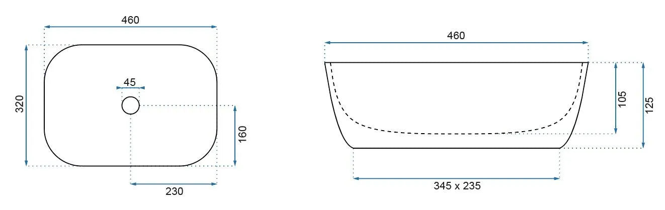 Aufsatzwaschbecken Belinda Black Calala Matt 46x32cm