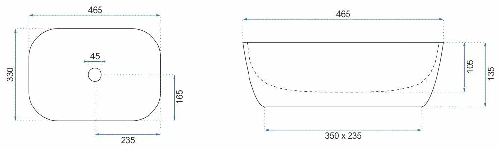 Aufsatzwaschbecken Belinda Black Brushed Gold 46x32cm