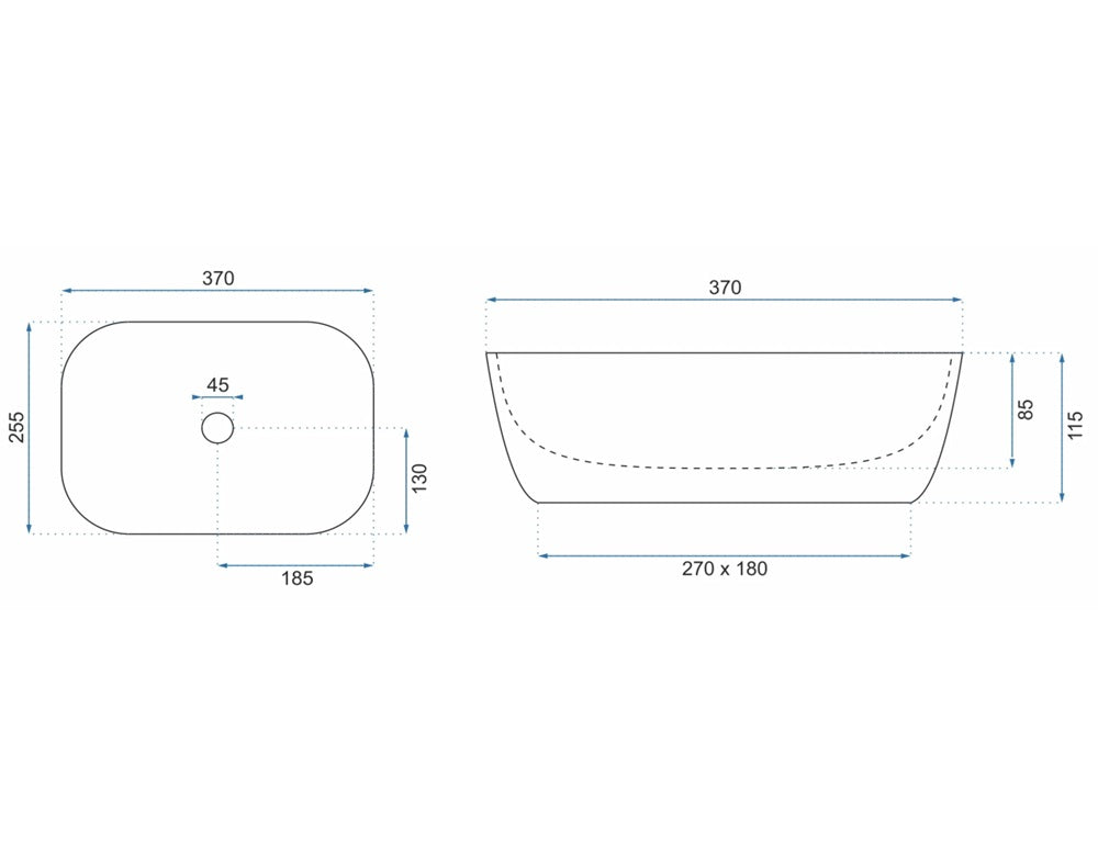 Aufsatzwaschbecken Belinda Mini Travertine Matt 37x25,5cm