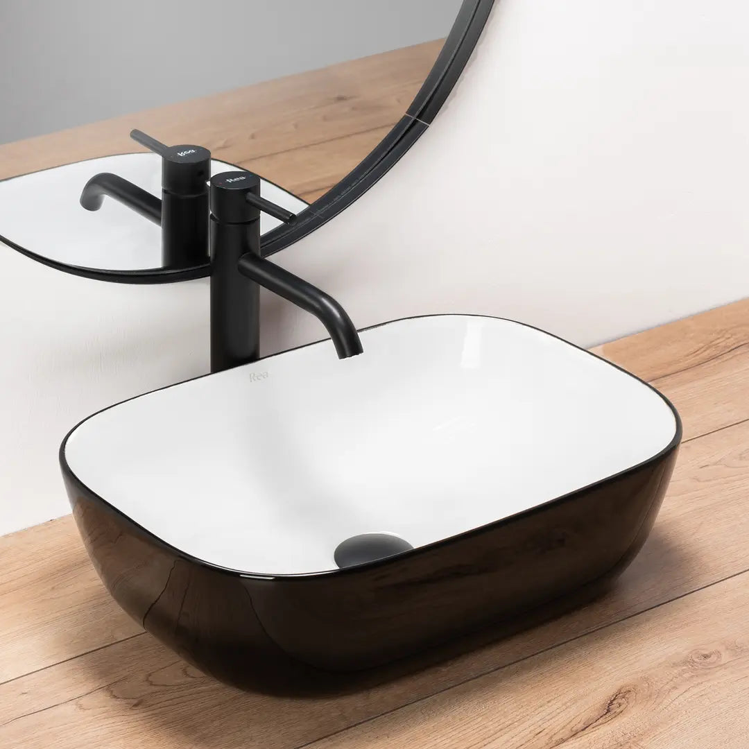 Aufsatzwaschbecken Belinda Black White 46,5x33cm