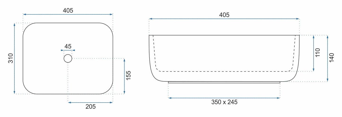 Aufsatzwaschbecken Demi Shiny Aiax Mini 40,5x31cm