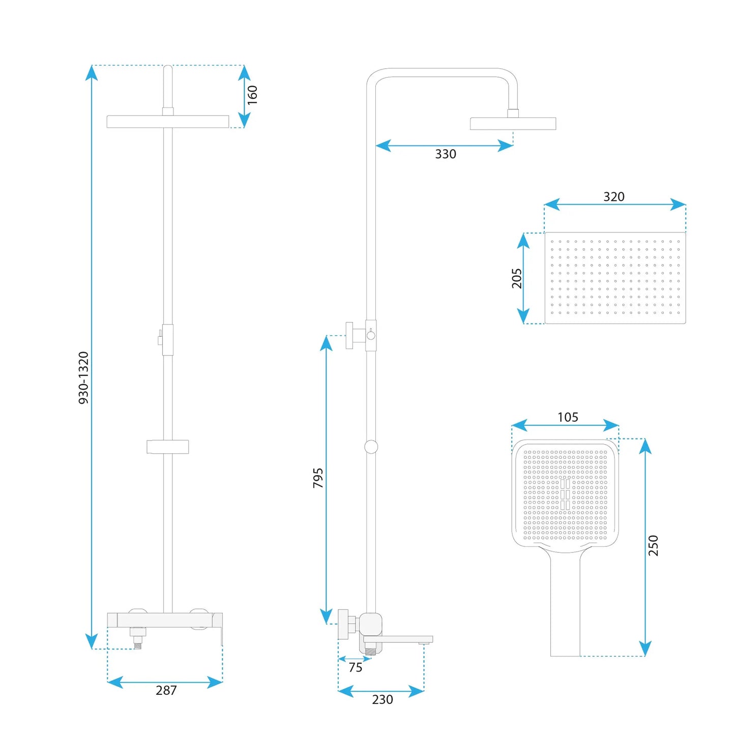 Dusche Arlo Chrom Matt