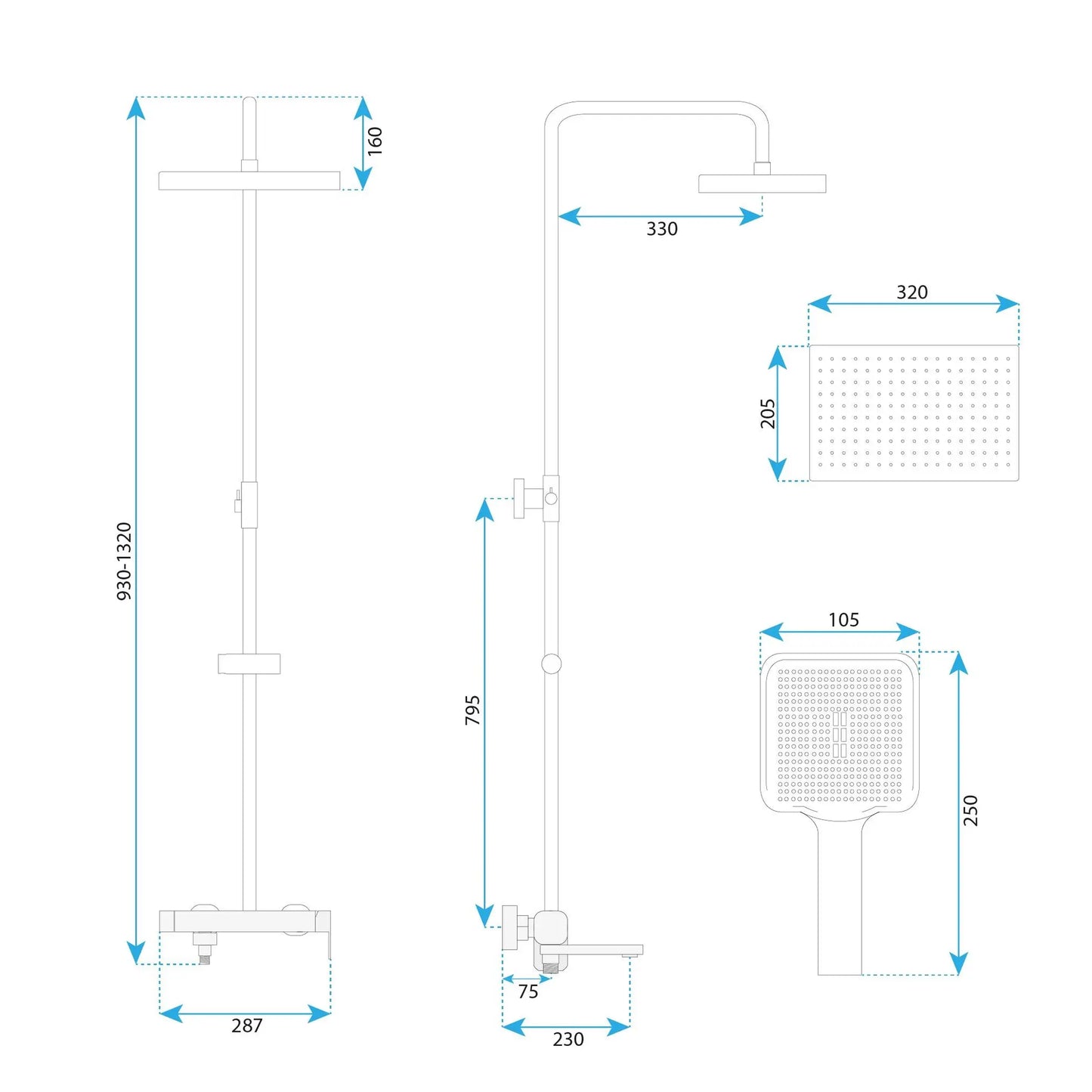 Dusche Arlo Gold Matt