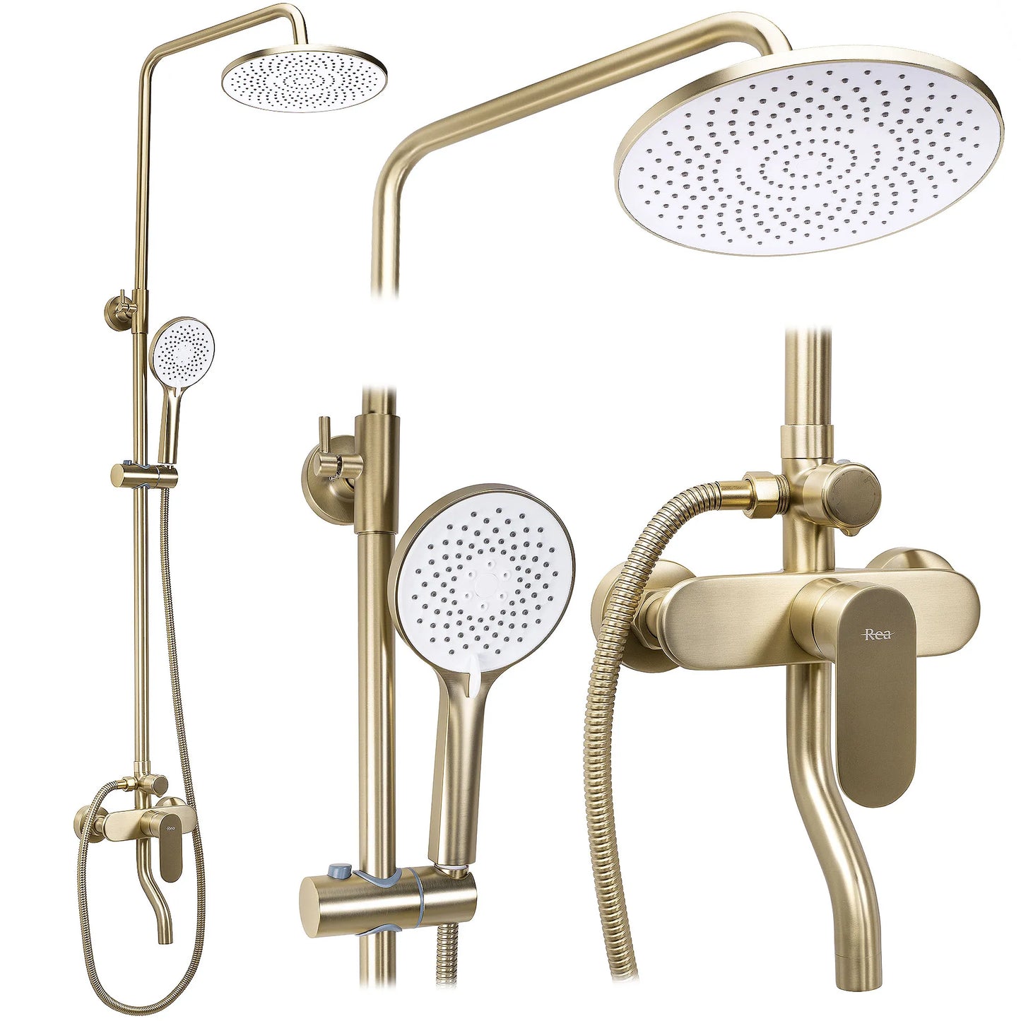 Dusche Drop Gold Matt (Duschsystem mit Wannenauslauf)