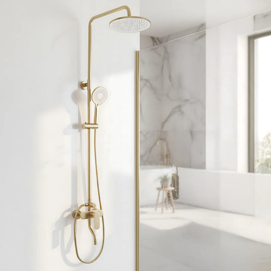 Dusche Drop Gold Matt (Duschsystem mit Wannenauslauf)