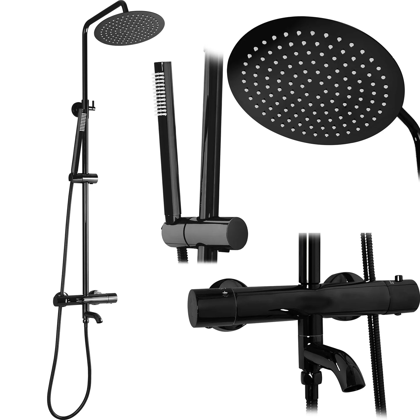 Dusche mit Wannenauslauf Lungo Black Metallic (mit Thermostat)