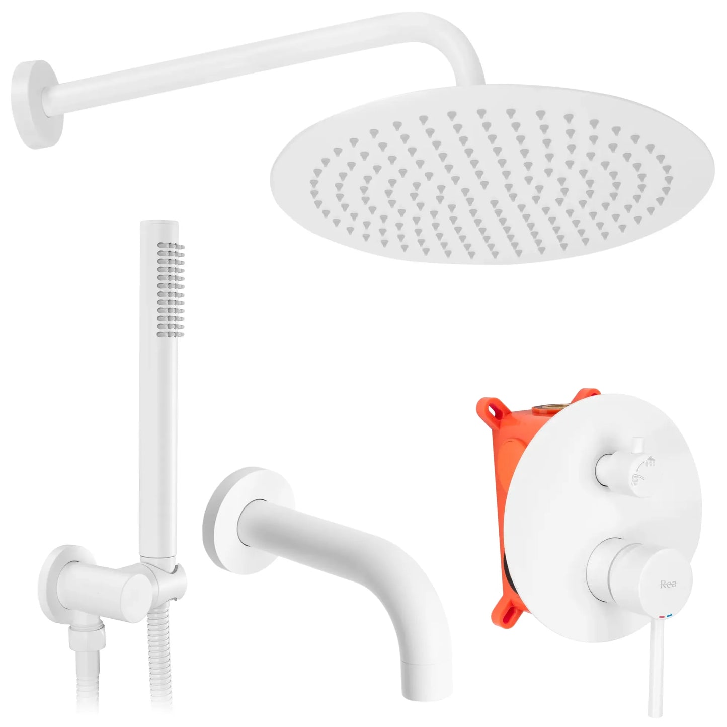 Dusche mit Wannenauslauf Unterputz Lungo White