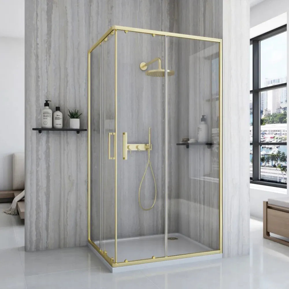 Duschkabine City Gold Matt 80x100cm