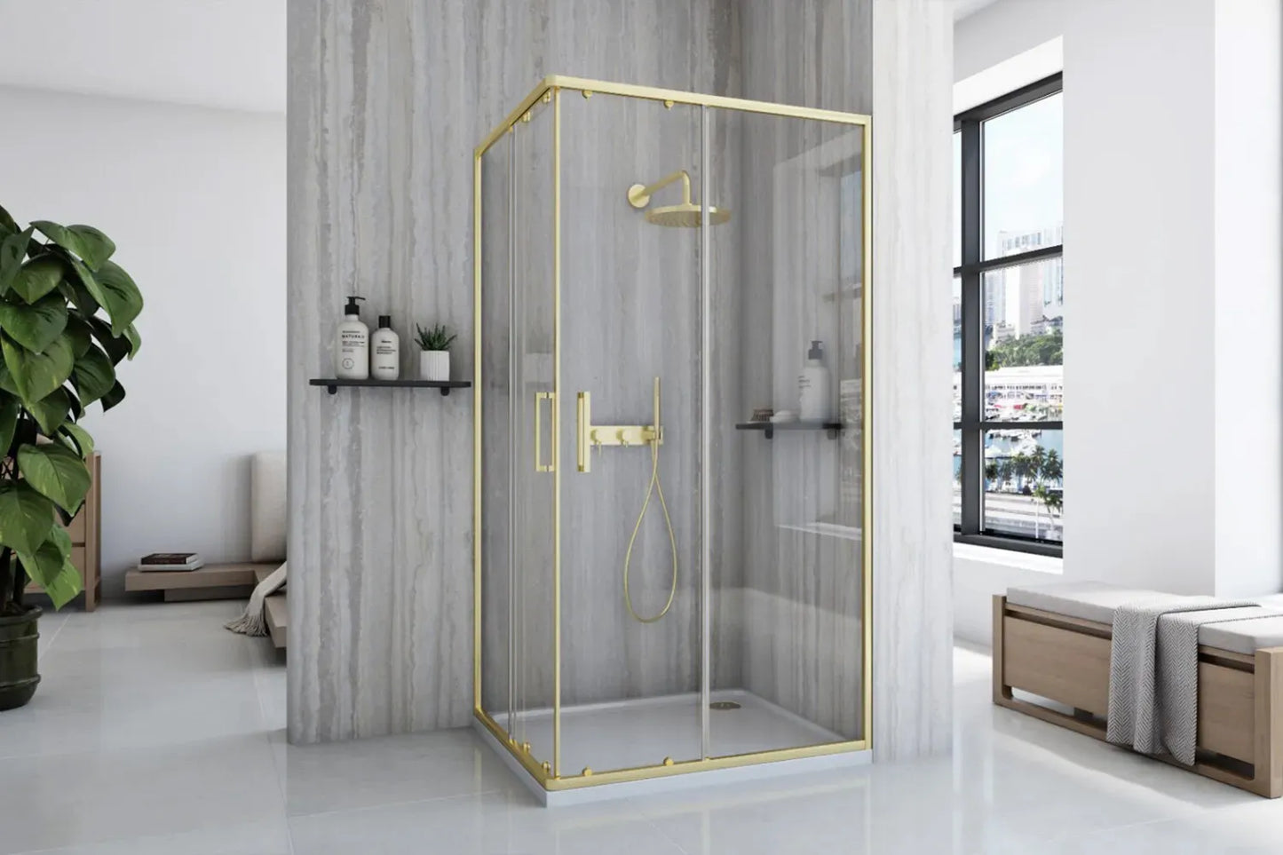Duschkabine City Gold Matt 80x100cm