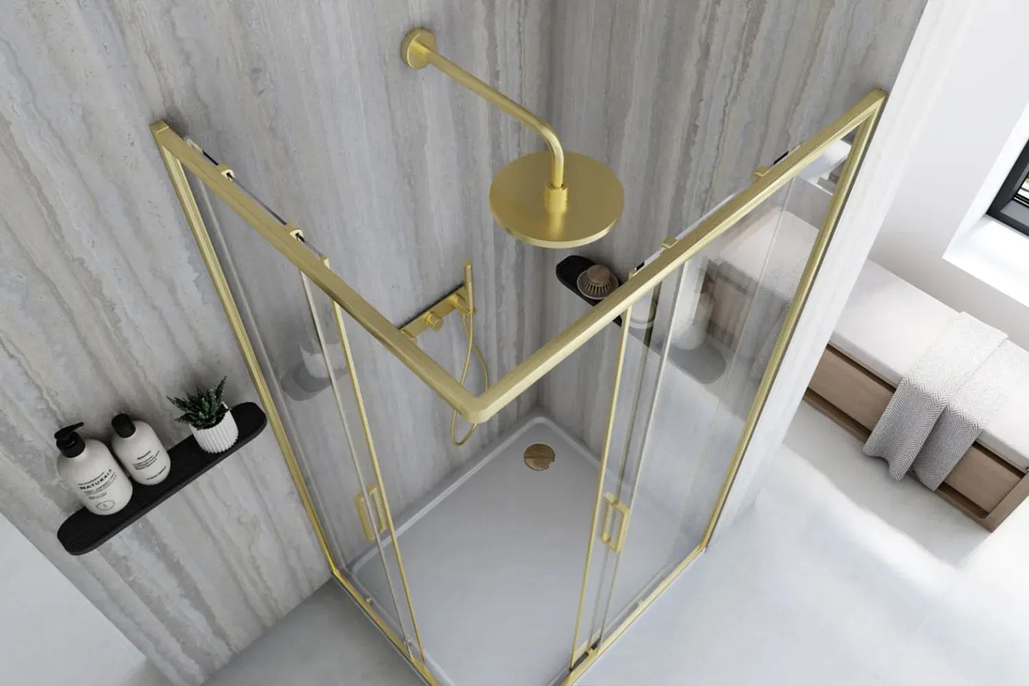 Duschkabine City Gold Matt 80x100cm