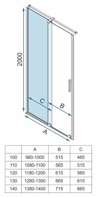 Duschtür zum Schieben Montana Gold Matt 100-140cm