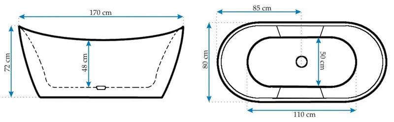 Badewanne Ferrano 170cm (freistehend)