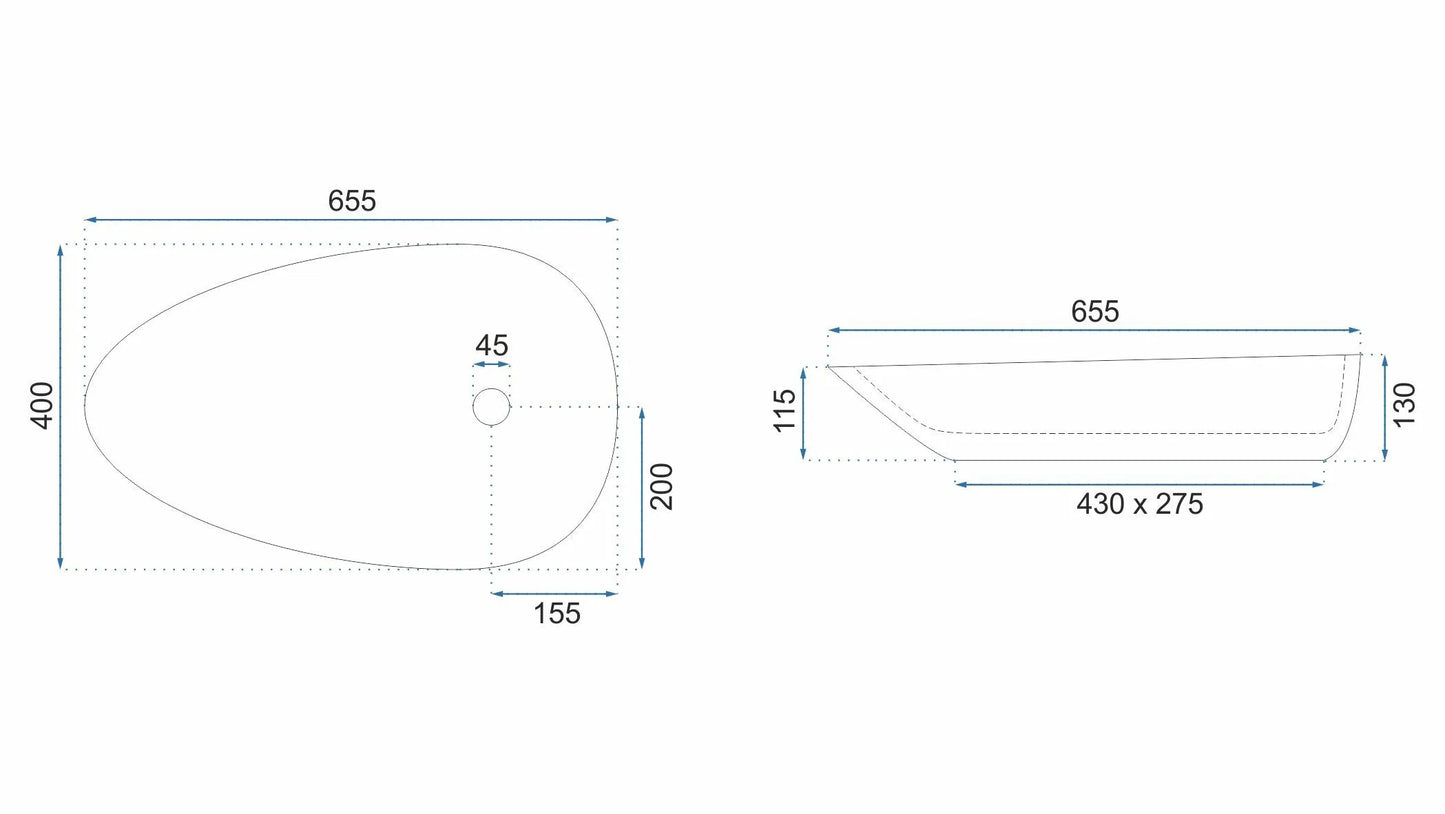 Aufsatzwaschbecken Greta Bianco Shiny 65cm