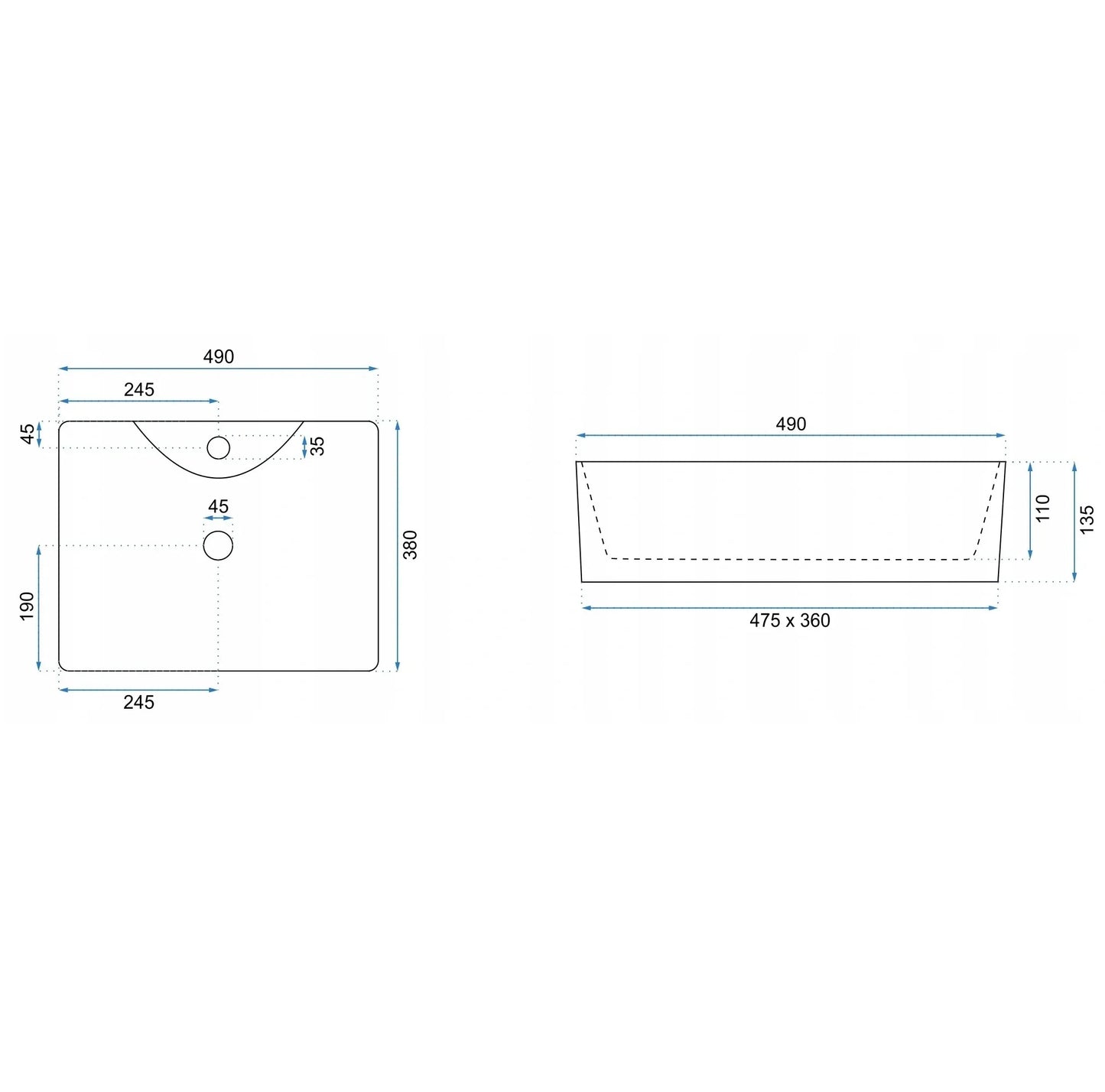 Aufsatzwaschbecken Kelly Natur Marmor 49x38cm