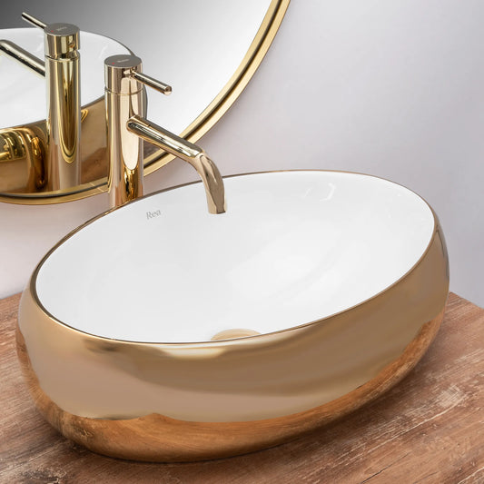 Aufsatzwaschbecken Linda Gold White 48,5x34cm