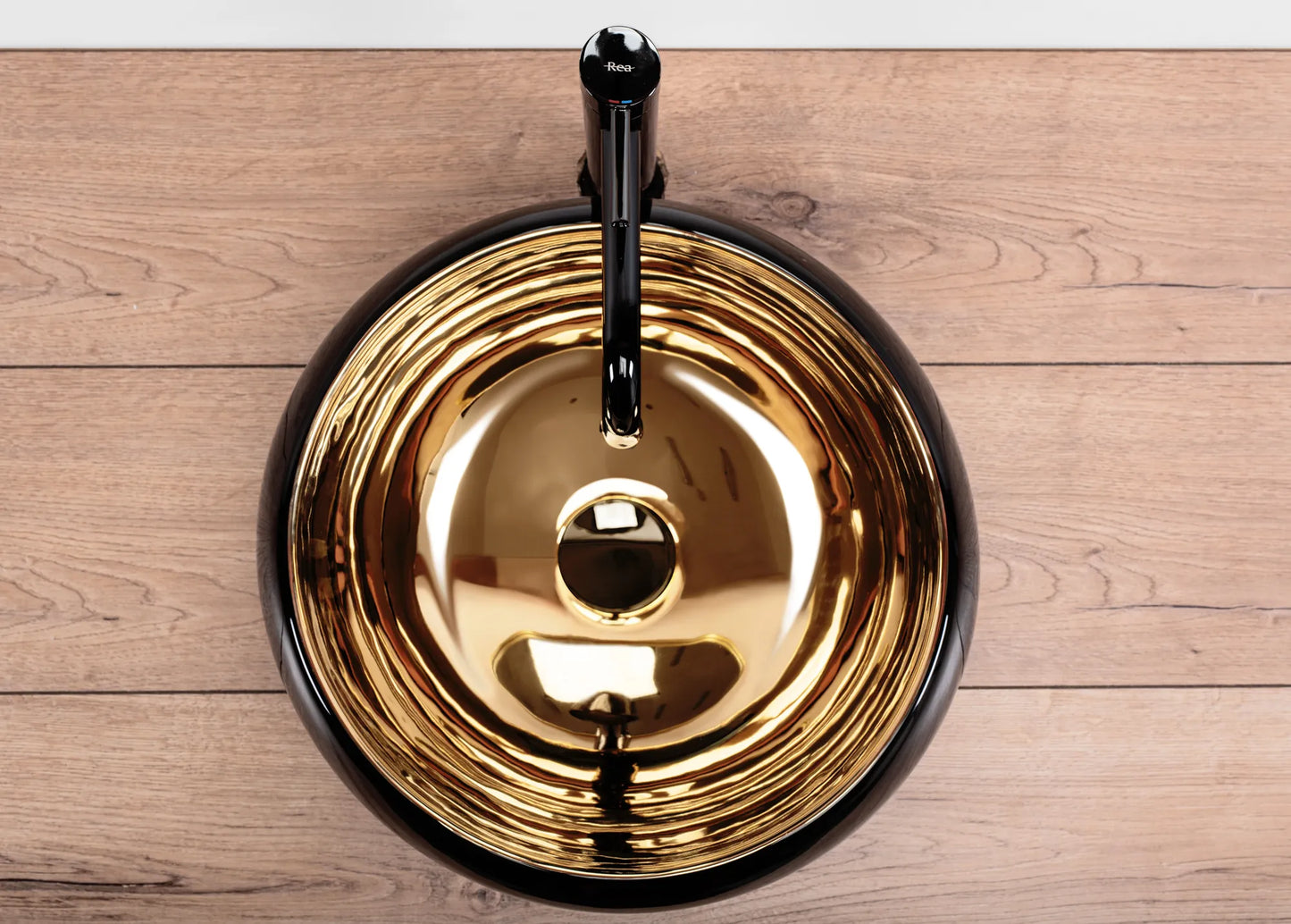 Aufsatzwaschbecken Luna Schwarz Gold ∅ 40cm