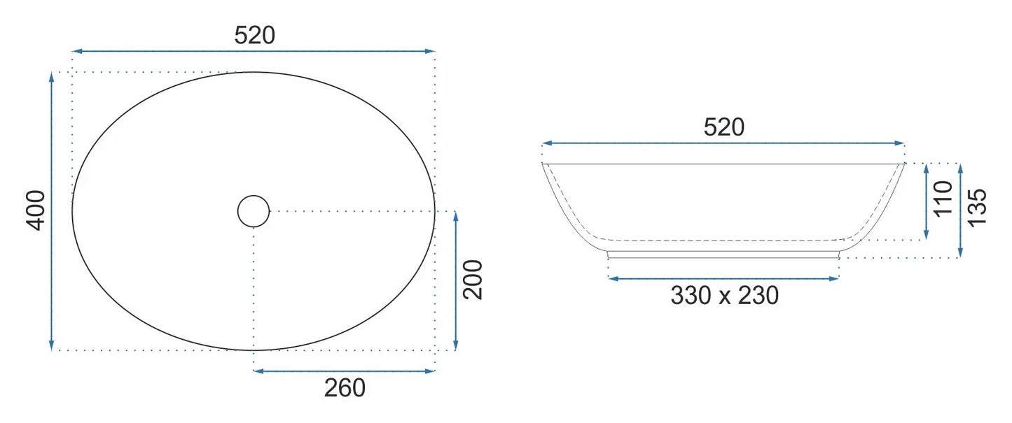 Aufsatzwaschbecken Margot Weiß 52x40cm
