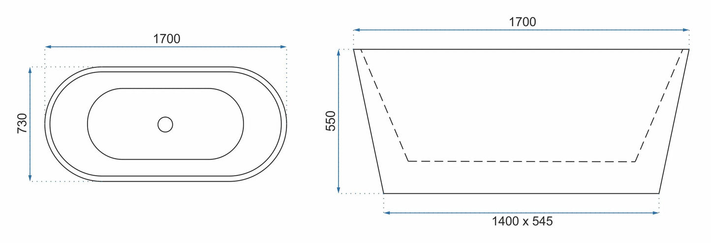 Badewanne Milano 170cm (freistehend)
