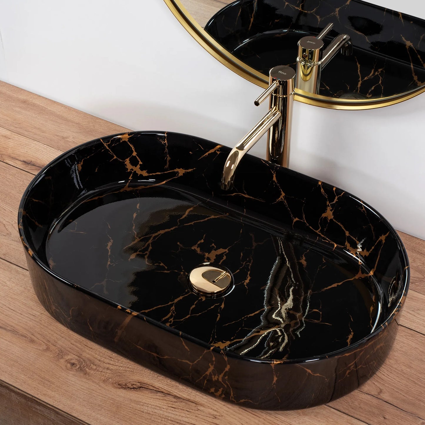 Aufsatzwaschbecken Nadia Black Marble 61x38,5cm