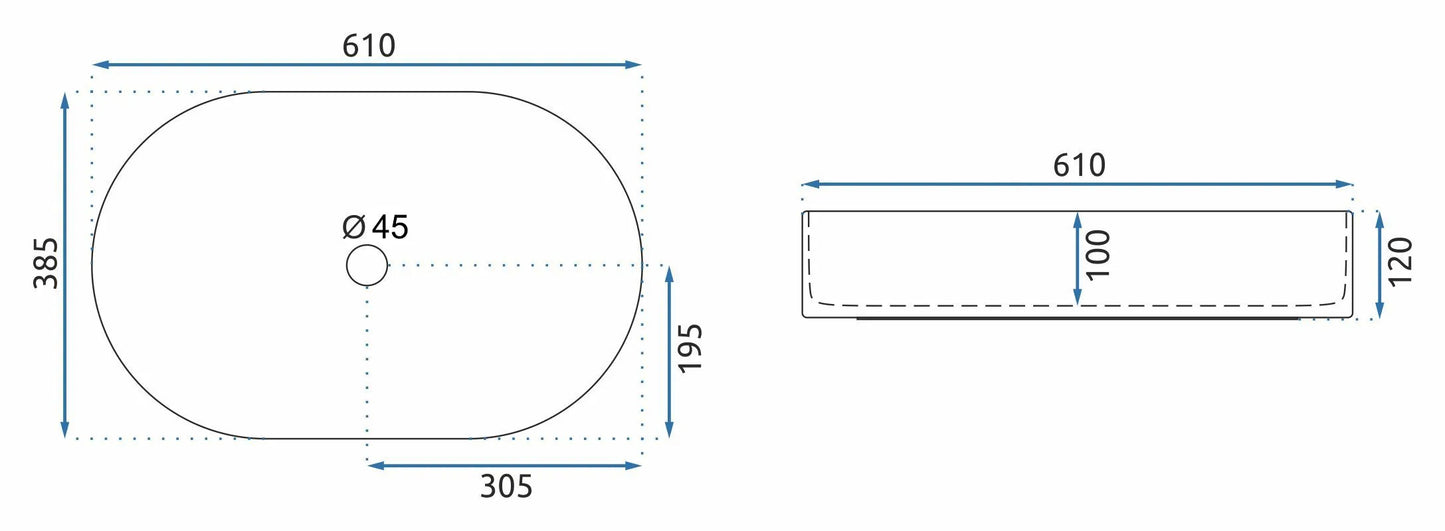 Aufsatzwaschbecken Nadia Schwarz Weiß 60x38cm