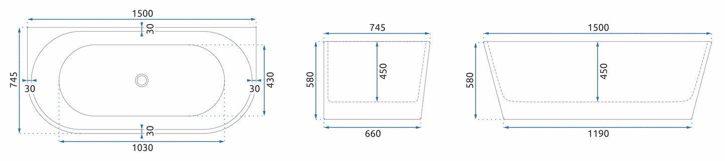 Badewanne Olimpia 150cm