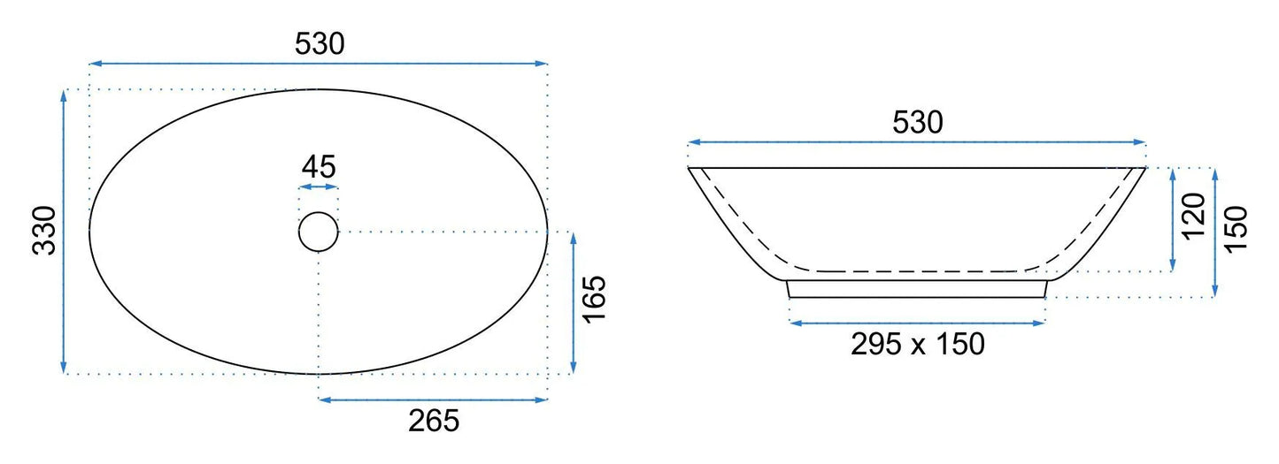 Aufsatzwaschbecken Pamela Black Marble 53x33cm