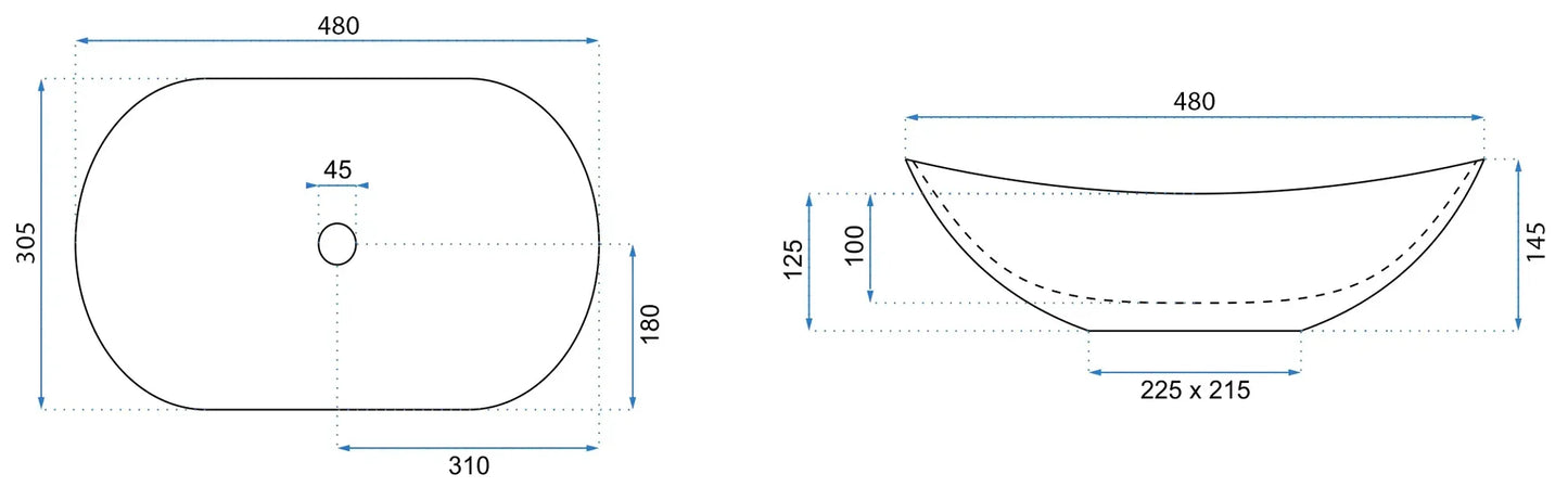Aufsatzwaschbecken Royal Mini Black White 47,5x31cm