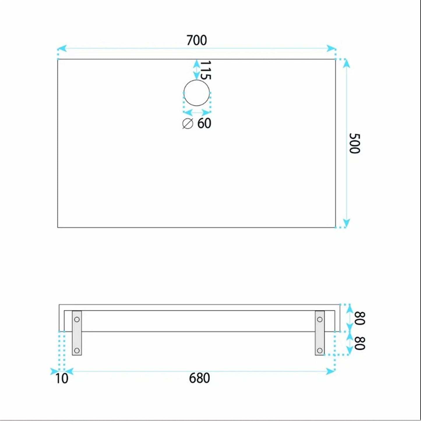 Wandwaschbecken Apollo Grand Cloud Sky 70 mit Ablage 70 × 50 cm – Steinoptik