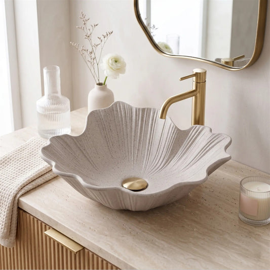 Aufsatzwaschbecken Flower – Beige 47,5 × 40 cm
