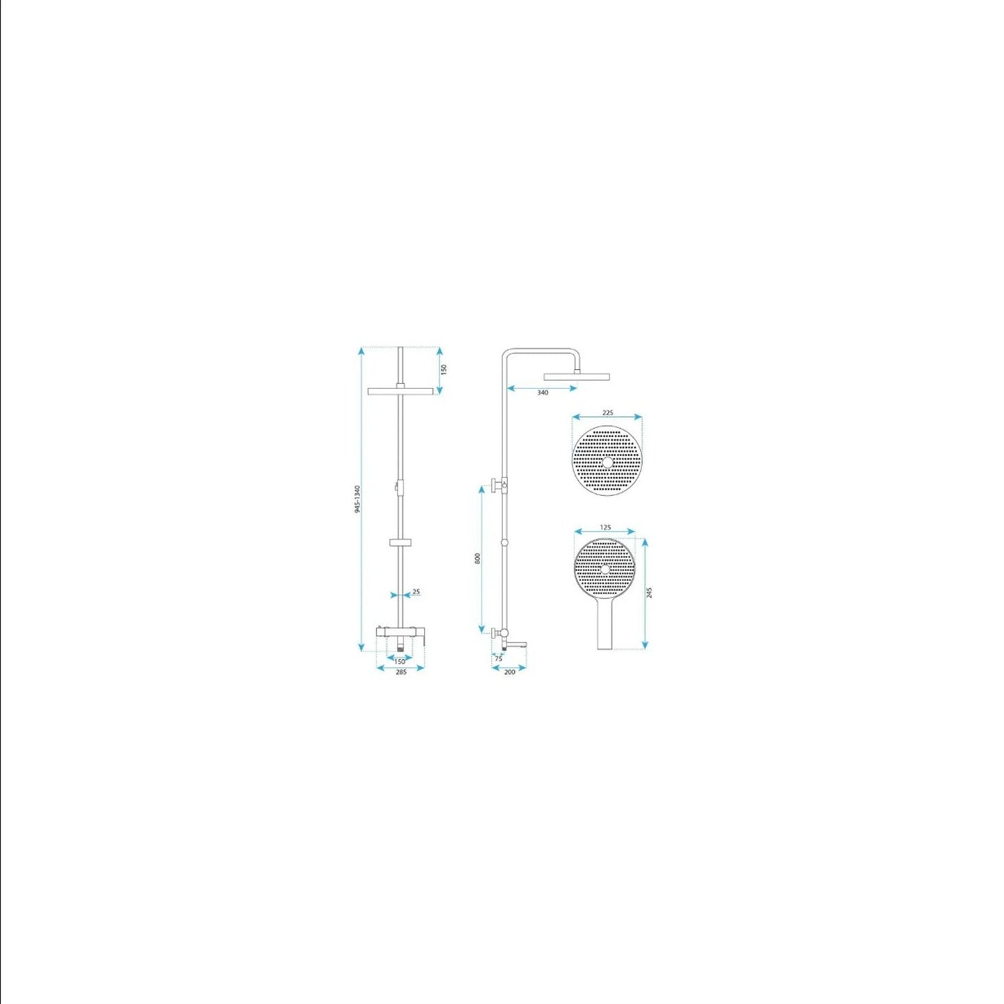 Duschsystem Arcos mit Wannenauslauf – Titan Matt