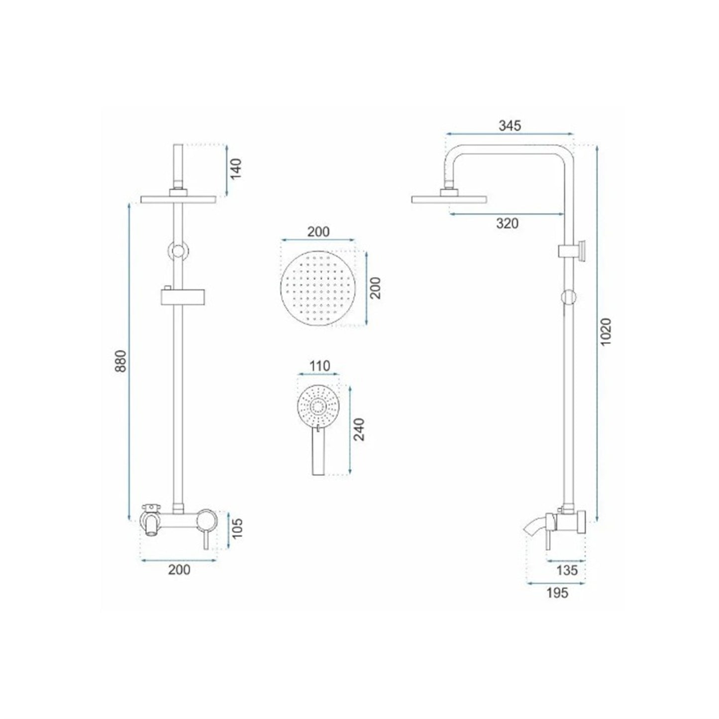 Duschset Luis – Kupfer Matt