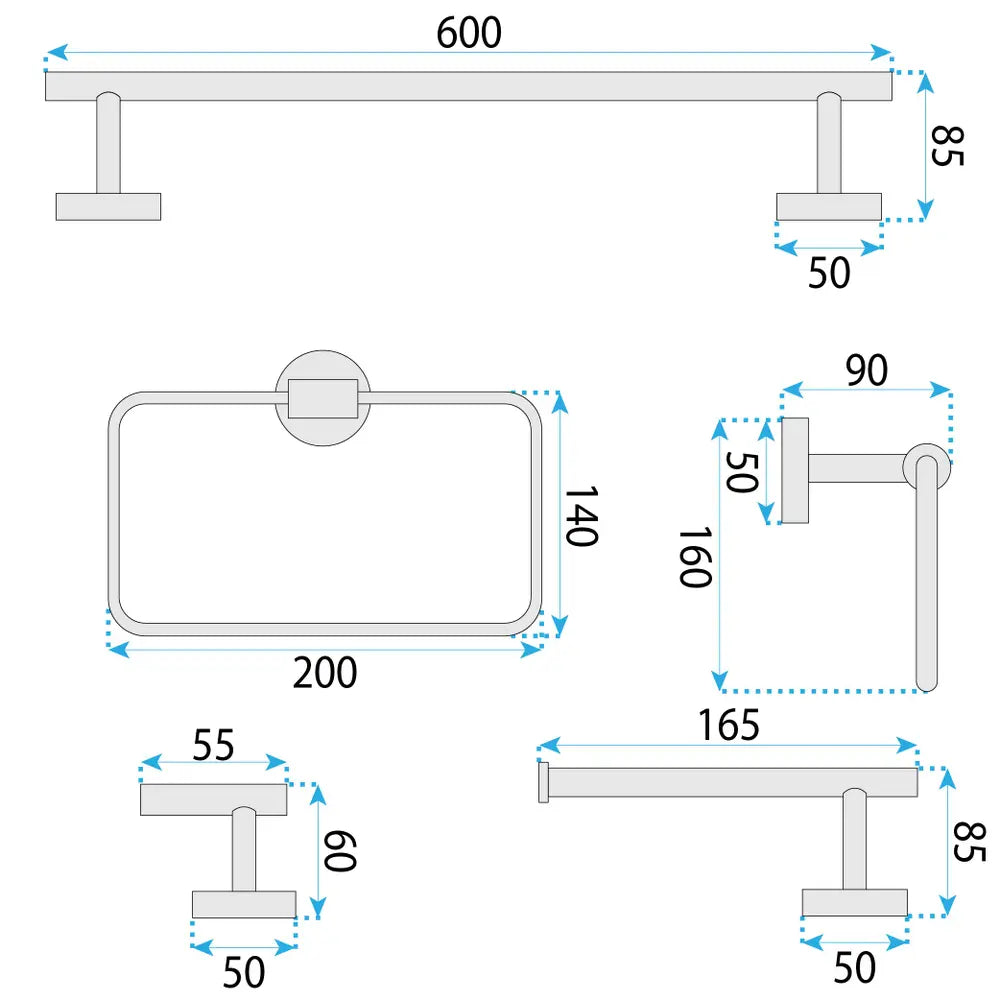 Accessoire-Set GRID Black 4 teilig