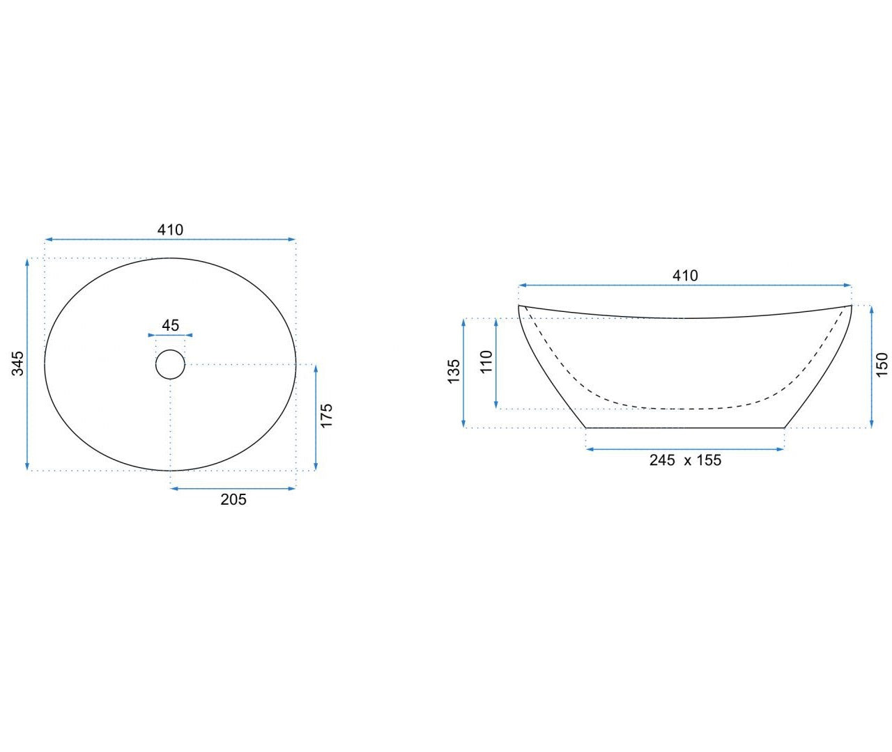 Aufsatzwaschbecken Sofia Gold 41x34,5cm
