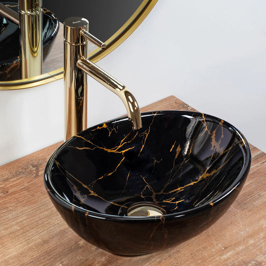 Aufsatzwaschbecken Sofia Mini Black Marble 35,5x27cm