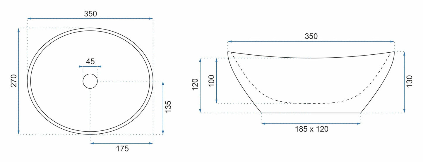 Aufsatzwaschbecken Sofia Mini Black Marble 35,5x27cm