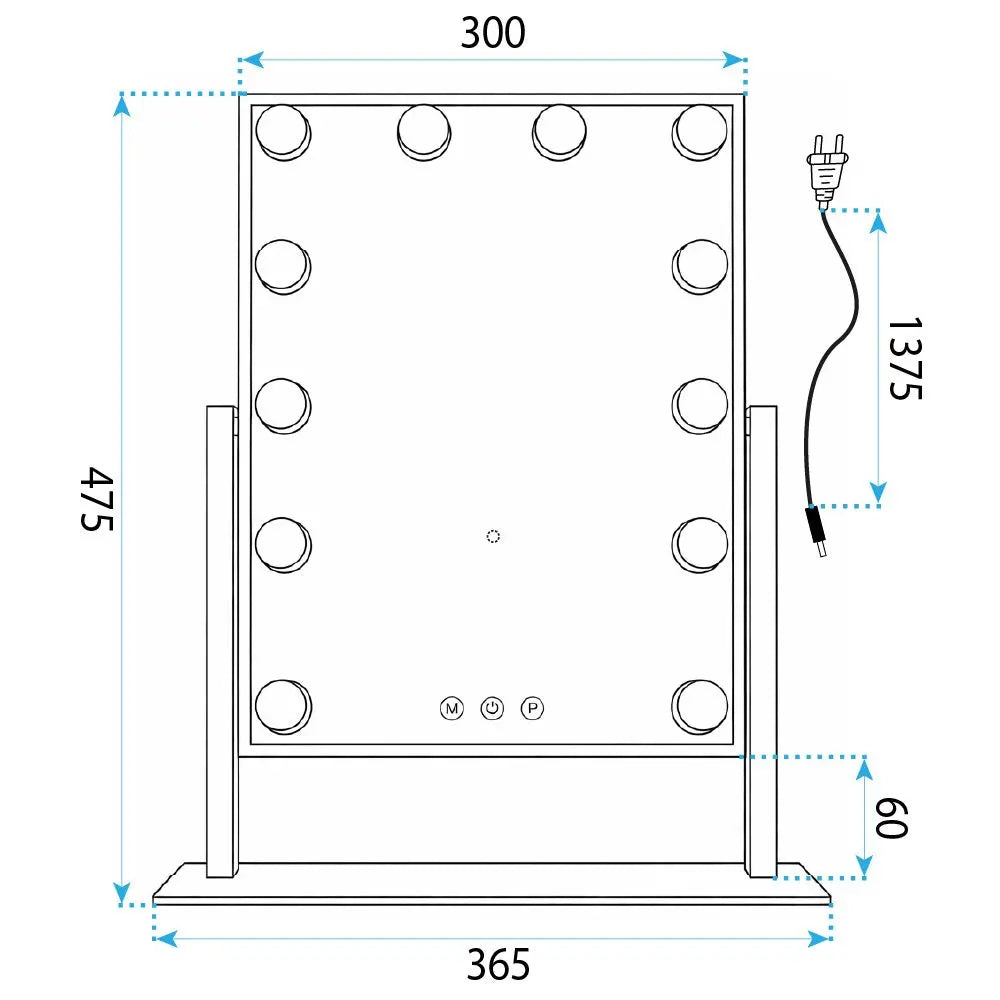 Kosmetik-Spiegel LED Hollywood 30x40cm Gold
