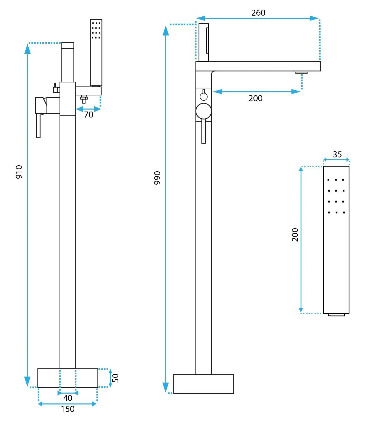 Badewannenarmatur Flores Chrom (Standarmatur)