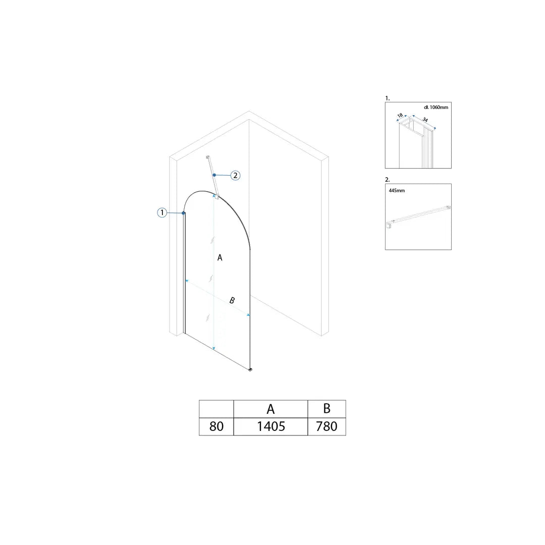 Badewannenaufsatz Travis Kupfer Matt 80cm