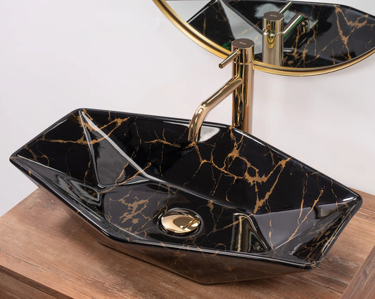 Aufsatzwaschbecken Vegas Black Marble 57x37cm