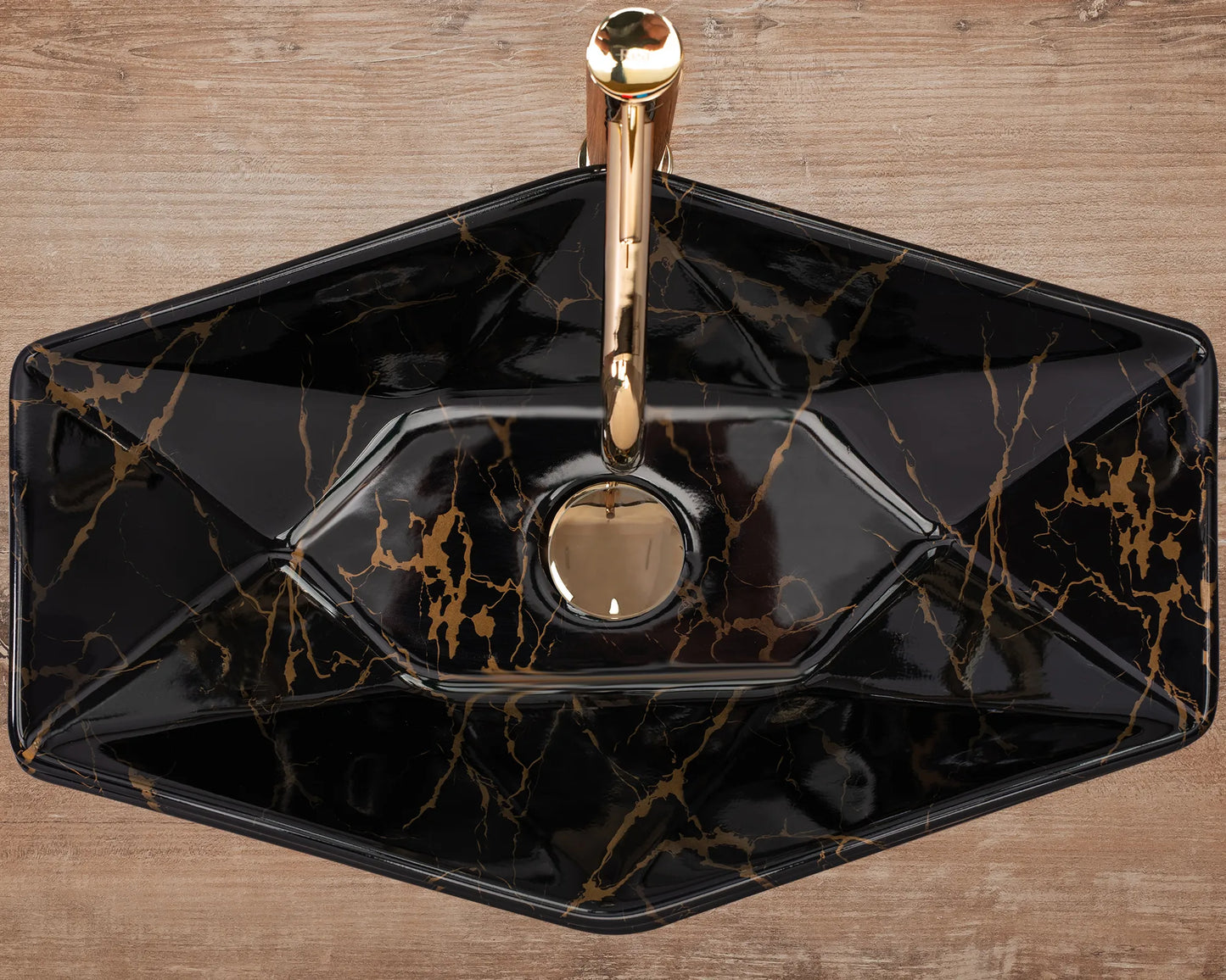 Aufsatzwaschbecken Vegas Black Marble 57x37cm