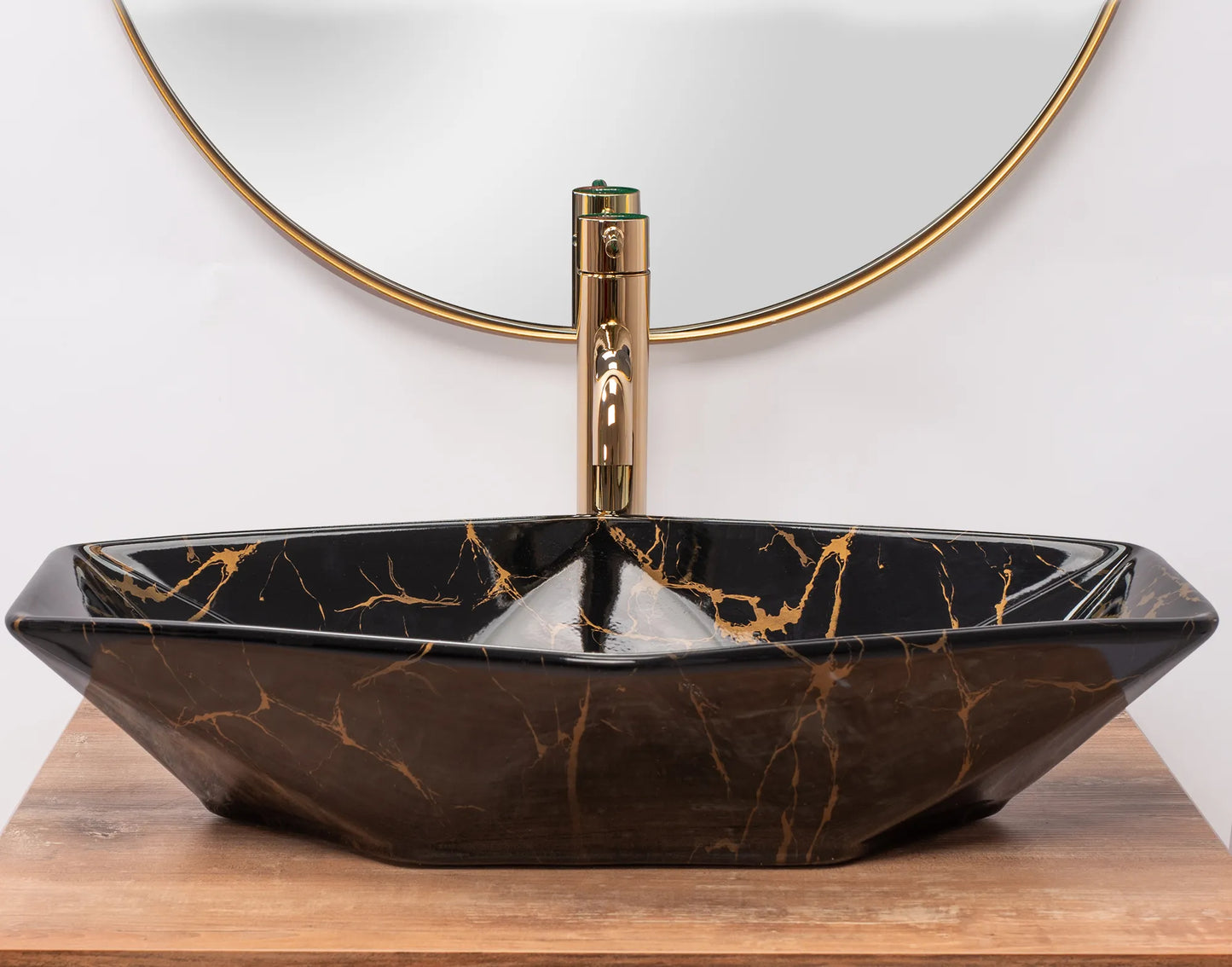 Aufsatzwaschbecken Vegas Black Marble 57x37cm